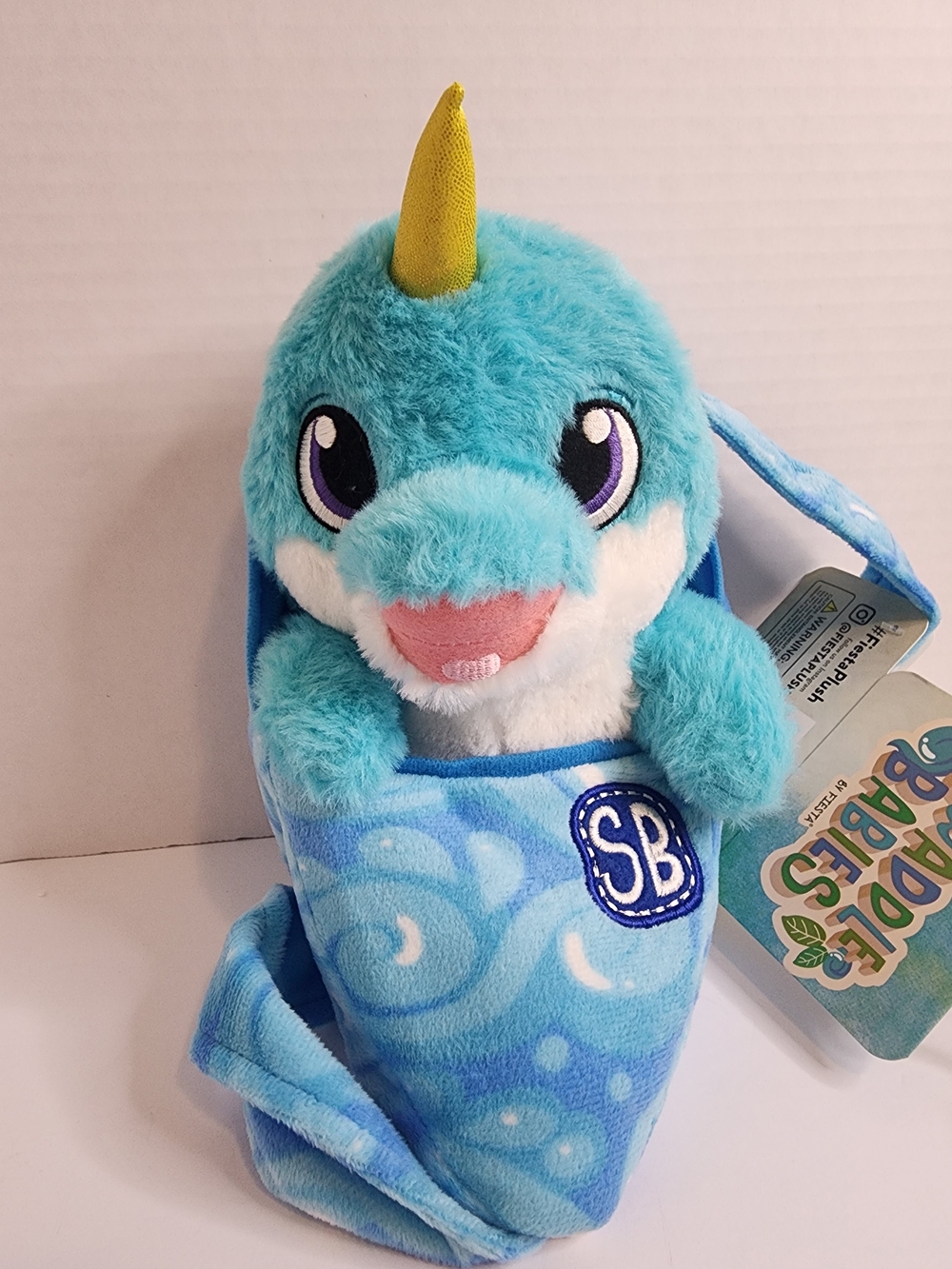 Fiesta Swaddle Babies Narwhal Plush With Carrier. NWT